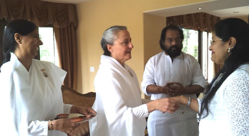 Brahmakumari Sisters Tying Rakhi to Legendary Singer  K.J.Yesudas Ji