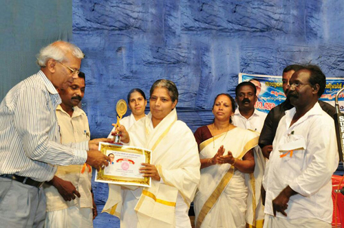 B.K Radha Behn of Kochi honoured for four decades of social service on Dr Ambedkar Birthday