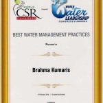 Brahmakumaris Received Award from World CSR Congress for BEST WATER MANAGEMENT PRACTICES